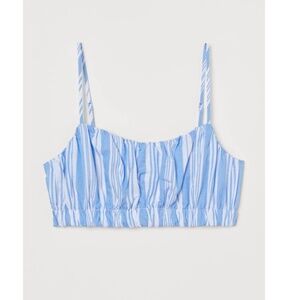 Blue and White Striped Cropped Tank Top (XS)